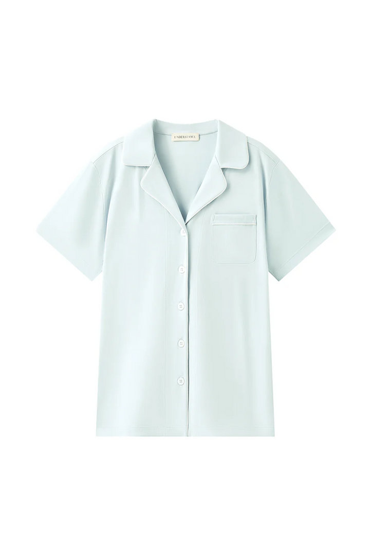 Understance Cotton Stretch Button-Down Short Sleeve Pajama Shirt
