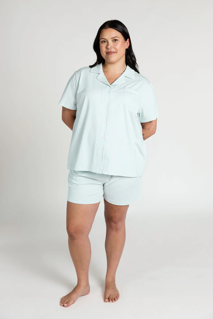 Understance Cotton Stretch Button-Down Short Sleeve Pajama Shirt