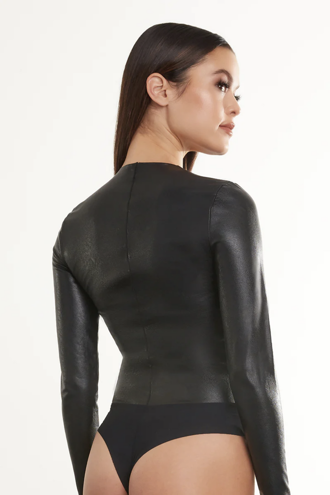 Commando Faux Leather Longsleeve Crew Bodysuit